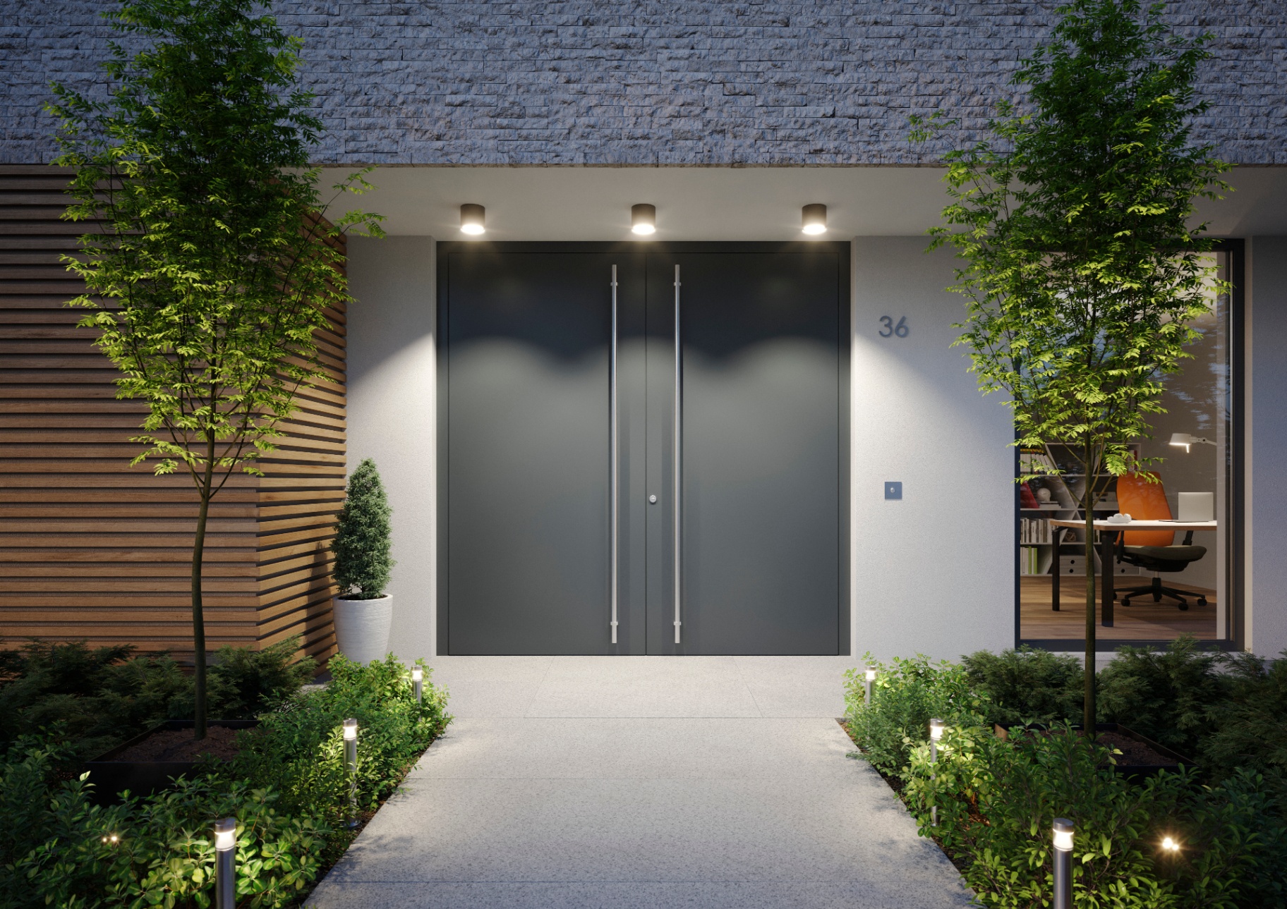 Zweiflügelige Aluminium-Haustür Hörmann TopComfort