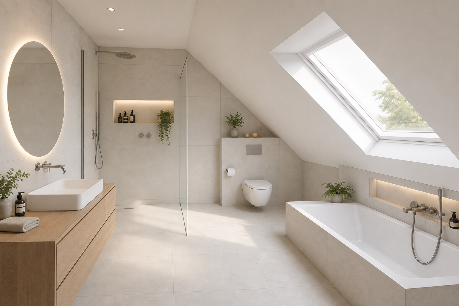 Badezimmer mit Dachschräge