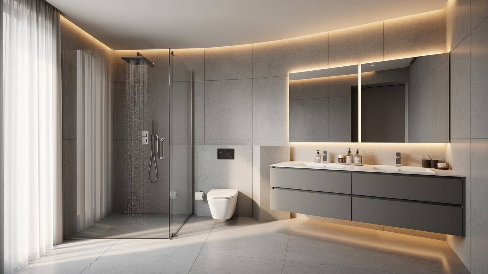 Fotorealistischer 3D-Render eines modernen Badezimmers