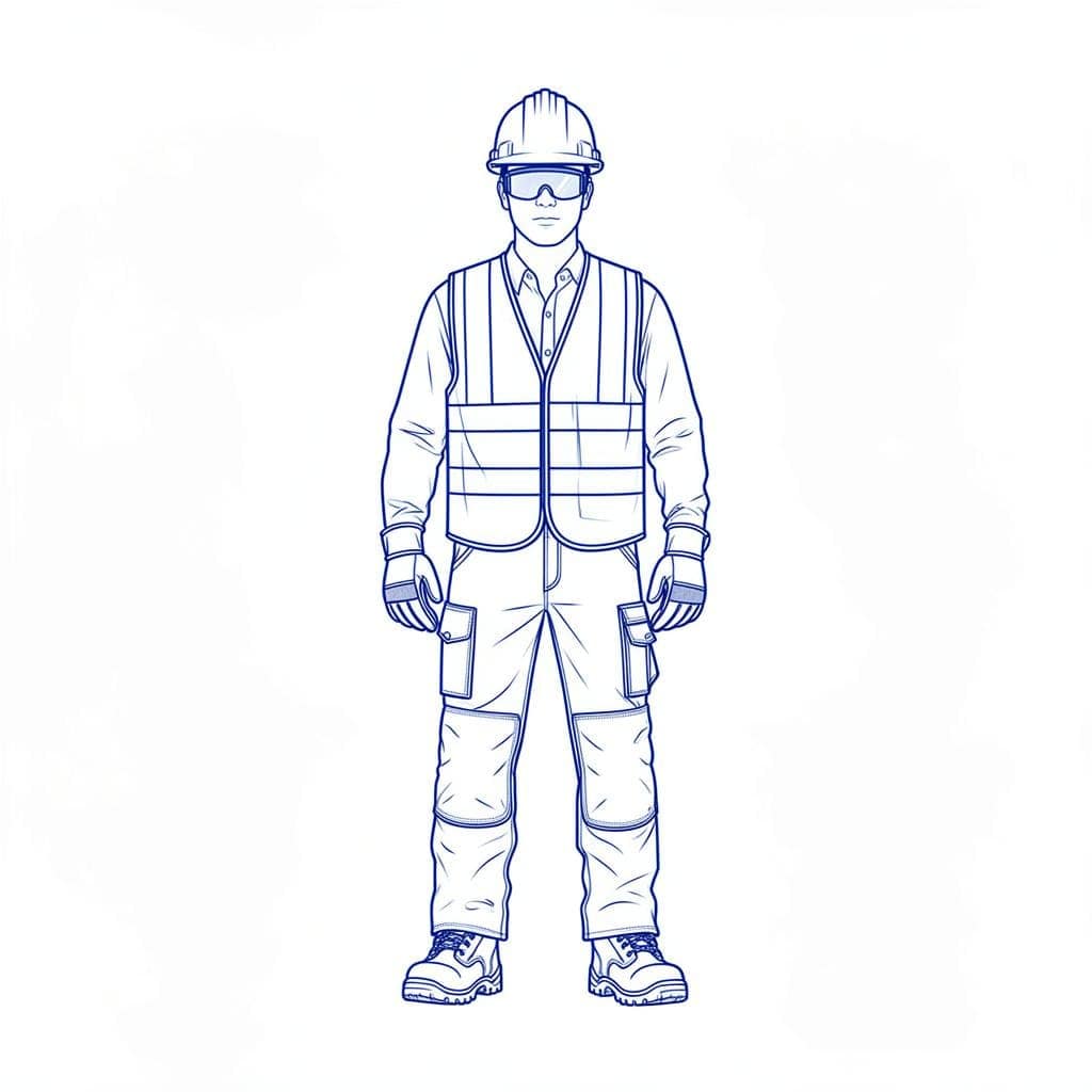 Handwerker-Silhouette mit PSA-Ausrüstung